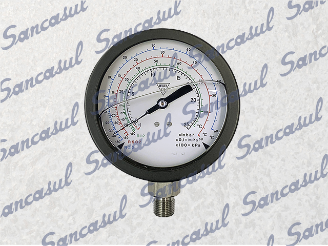 PRESSURE GAUGE, 100 MM -1/25BAR, R22, G3/8